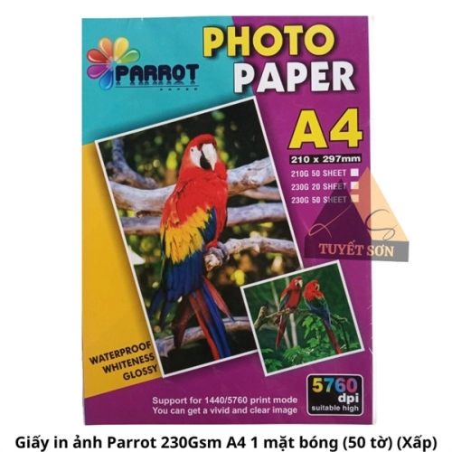 Giấy in ảnh Parrot 230Gsm A4 1 mặt bóng 50 tờ