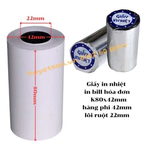 display Giấy in nhiệt in bill hóa đơn K80x45mm K80x42mm - hàng phi 42mm lõi ruột 22mm 1