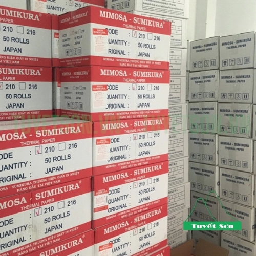 display Giấy in nhiệt Hà Nội A4 Mimosa Sumikura K210x43mm - giấy fax nhiệt giấy siêu âm 1