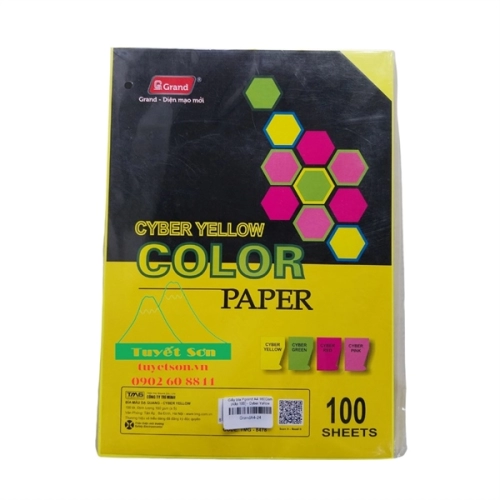 Giấy bìa màu dạ quang A4 160Gsm Grand 8478E