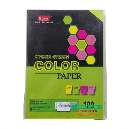 Giấy bìa màu dạ quang A4 160Gsm Grand 8477E