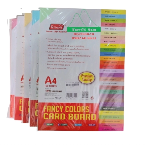display Giấy bìa màu A4 160Gsm Grand 8112A 2