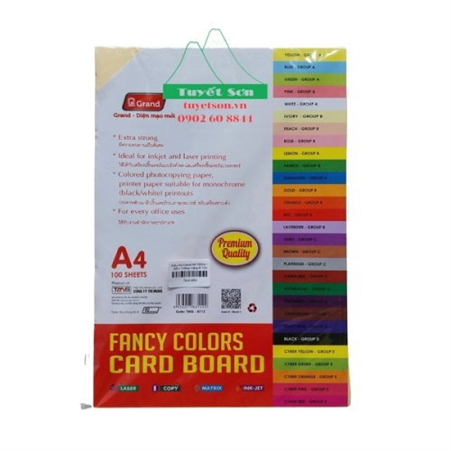 display Giấy bìa màu A4 160Gsm Grand 8112A 3