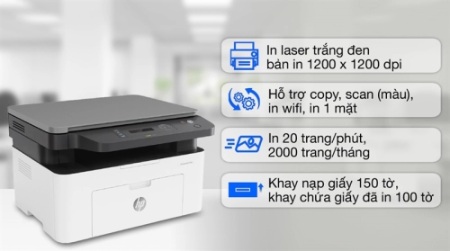 display Máy in laser trắng đen đa năng HP MFP 135W 1