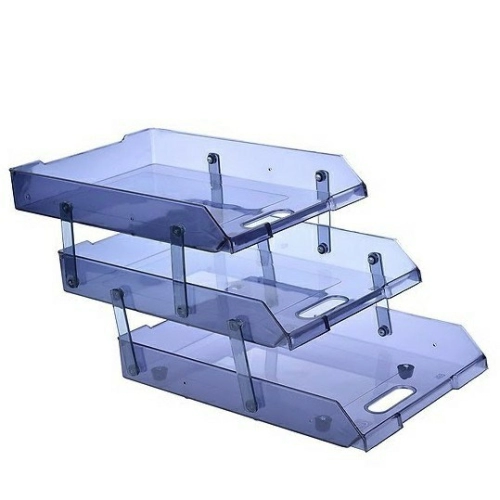 Kệ 3 tầng Xukiva 169-3 - kệ trượt đựng hồ sơ A4 nhựa PS 35.5x26x16.5cm màu đen trong