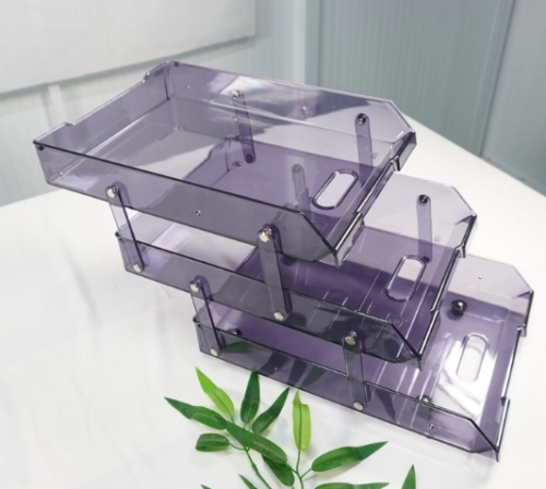 display Kệ 3 tầng Xukiva 169-3 - kệ trượt đựng hồ sơ A4 nhựa PS 35.5x26x16.5cm màu đen trong 3