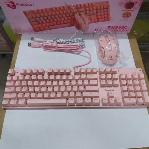 display Combo phím chuột Cơ có dây Bosston EK9350 (hồng) 2