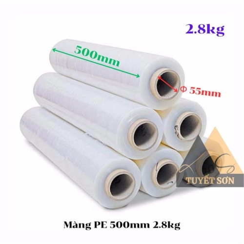 Màng PE 500mm 2.8kg - Màng quấn hàng 50cm