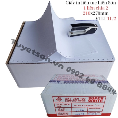 Giấy in liên tục Liên Sơn 1 liên chia 2 - 210x279mm VTLT 1L/2 3.000 tờ