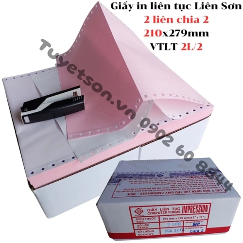 Giấy in liên tục Liên Sơn 2 liên chia 2 - 210x279mm VTLT 2L/2 1.400 bộ