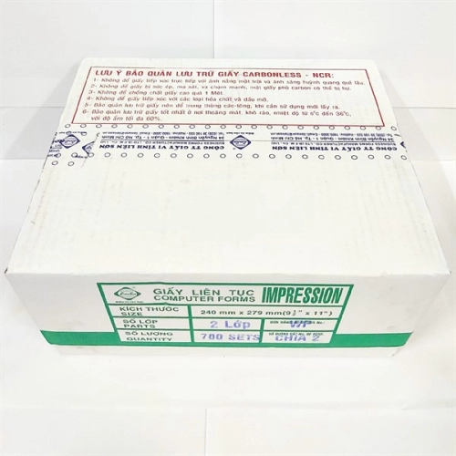 display Giấy in liên tục Liên Sơn 2 liên chia 2 - 240x279mm VTLT 2L/2 1.400 bộ 2