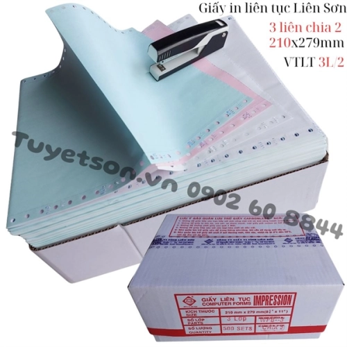 Giấy in liên tục Liên Sơn 3 liên chia 2 - 210x279mm VTLT 3L/2 1.000 bộ