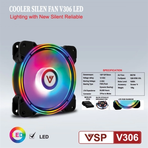display Fan Case thùng máy tính 12 cm V306 LED 3