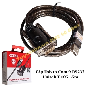Cáp Usb to Com 9 RS232 Unitek Y-105 1.5m