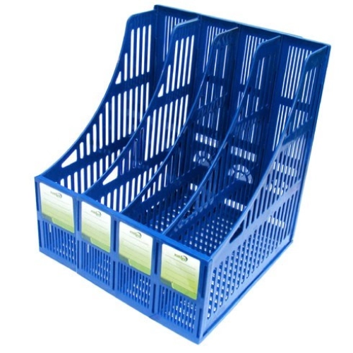 Kệ rỗ 4 ngăn Xukiva 212 - kệ đứng đựng hồ sơ A4 nhựa PP 26x32x30.5cm màu Xanh Dương