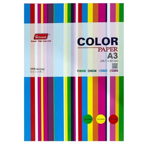 display Giấy Grand A4 màu đặc biệt 80Gsm 500 tờ - nhiều màu 1