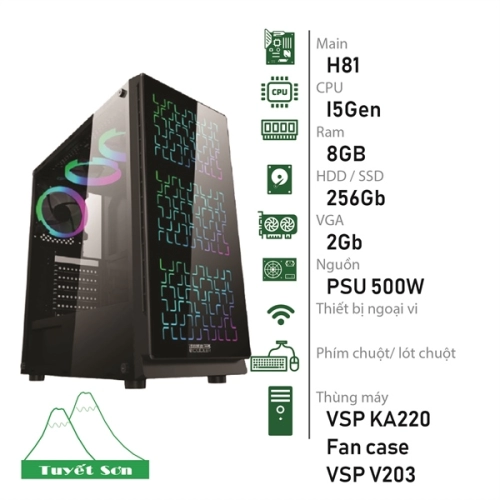 display Bộ máy tính bàn H81/ I5 Gen/ 8Gb / 256Gb/ Vga 2Gb 3