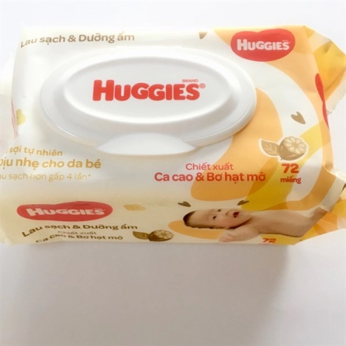 display Khăn ướt cao cấp Huggies chiết xuất ca cao và bơ hạt mỡ 72 Miếng Chính hãng 2