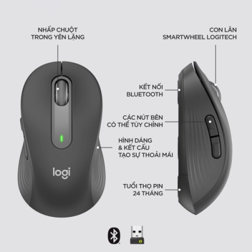 display Chuột không dây Logitech Signature M650 Size M 3