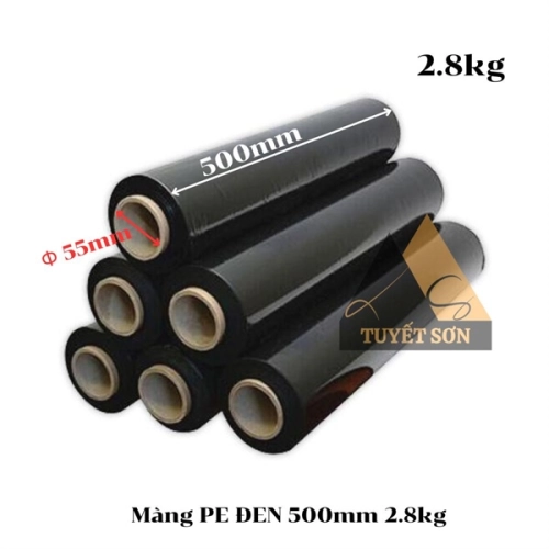 Màng PE ĐEN 500mm 2.8kg - Màng quấn hàng ĐEN 50cm