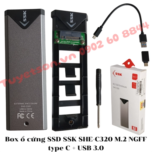 display Box ổ cứng SSD SSK SHE-C320 M.2 NGFF type C + USB 3.0 1