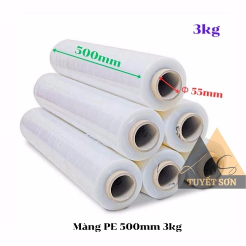 Màng PE 500mm 3kg - Màng quấn hàng 50cm 3kg