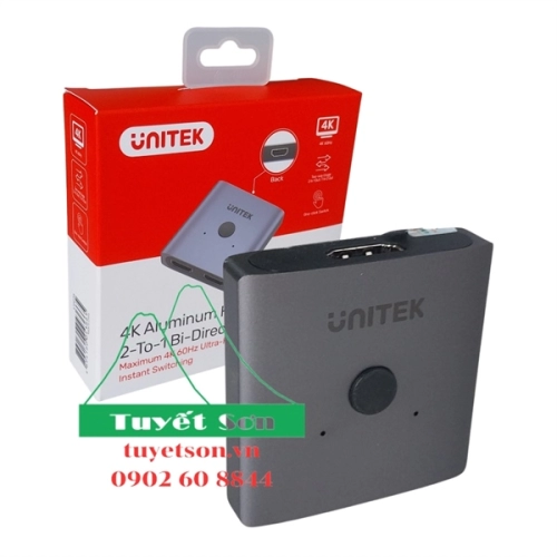 Hub HDMI 2-1 Unitek V1127A 4K - Switch Bộ chia cổng HDMI 2 CPU ra 1 LCD