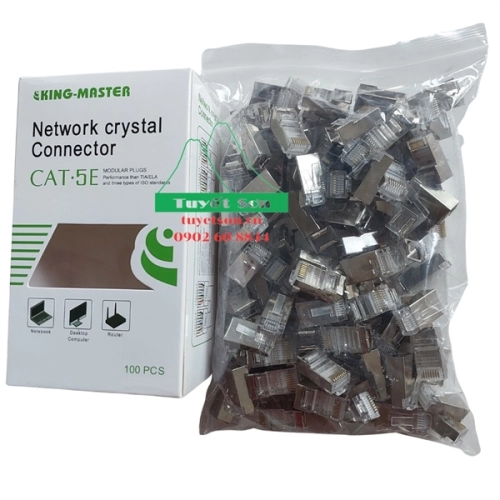 Đầu mạng RJ45 CAT5 KM512 thép bạc