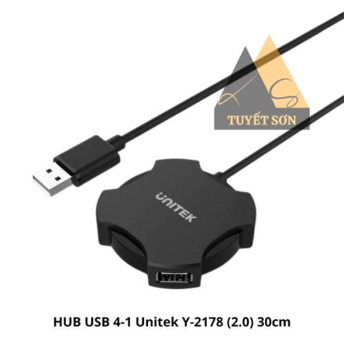 display Bộ HUB chia cổng USB 4 cổng Unitek Y-2178 2.0 30cm 3