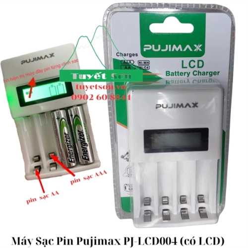 Máy Sạc Pin Pujimax PJ-LCD004 - tự ngắt điện khi pin sạc đầy, có LCD