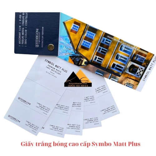 Giấy và bìa cứng giấy Symbol Matt Plus Premium White - trắng bóng cao cấp tráng phủ 3 lớp Fedrigoni