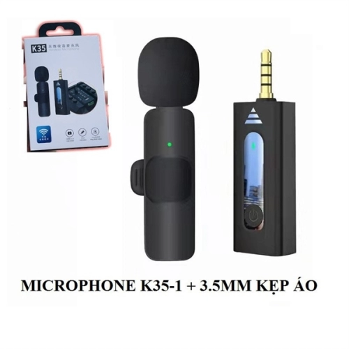 Bộ 1 microphone không dây K35-1+3.5mm kẹp áo - micro livestream thu âm không dây