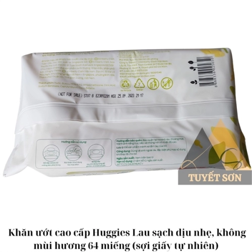 Khăn ướt cao cấp Huggies Lau sạch dịu nhẹ, không mùi hương 64 miếng Chính hãng