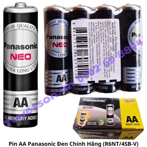 Pin AA Panasonic 1.5V Chính Hãng R6NT/4SB-V - Pin đen 2A đồng hồ