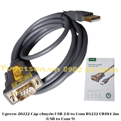 Ugreen 20222 Cáp chuyển USB 2.0 to Com RS232 CR104 2m (USB to Com 9)