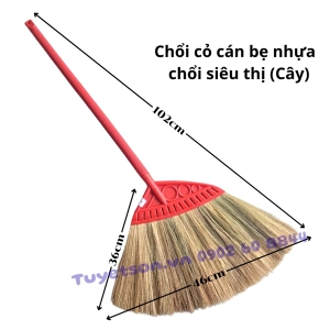 Chổi cỏ cán bẹ nhựa - chổi siêu thị