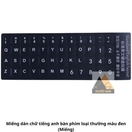 Miếng dán chữ tiếng anh bàn phím loại thường màu đen