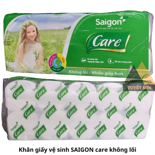 Khăn giấy vệ sinh Sài Gòn care không lõi - khăn giấy cuộn Sài Gòn xanh không lõi