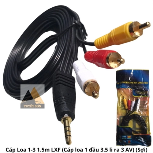 Cáp Loa 1-3 1.5m LXF (Cáp loa 1 đầu 3.5mm ra 3 RCA)