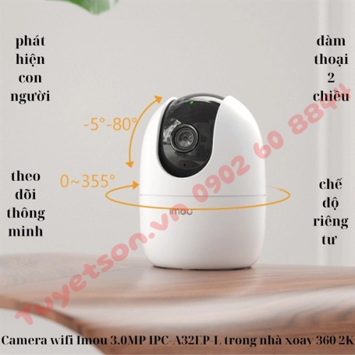 Camera wifi Imou 3.0MP IPC-A32EP-L trong nhà xoay 360 2K