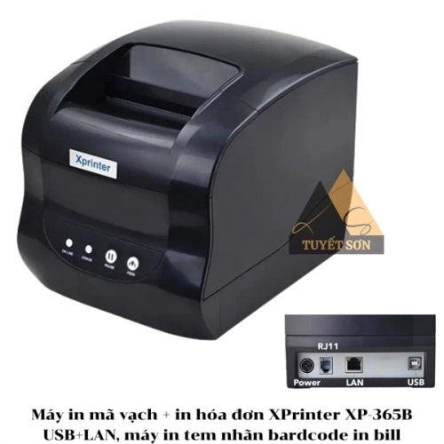 Máy in mã vạch + in hóa đơn XPrinter XP-365B USB+LAN, máy in tem nhãn bardcode in bill