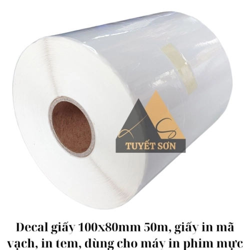 display Decal giấy 100x80mm 50m, giấy in mã vạch, in tem, dùng cho máy in phim mực 2