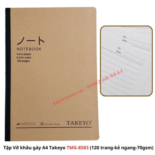 display Tập sinh viên khâu gáy A4 Takeyo TMG-8583 - 120 trang-kẻ ngang-70gsm 1