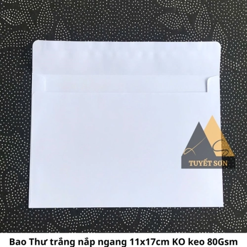 Bao Thư trắng nắp ngang 11x17cm KO keo 80Gsm