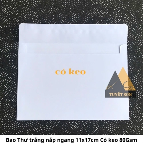 Bao Thư trắng nắp ngang 11x17cm CÓ keo 80Gsm