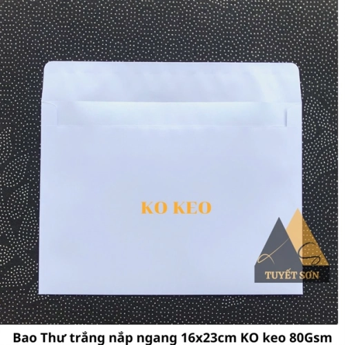 Bao Thư trắng nắp ngang 16x23cm KO keo 80Gsm