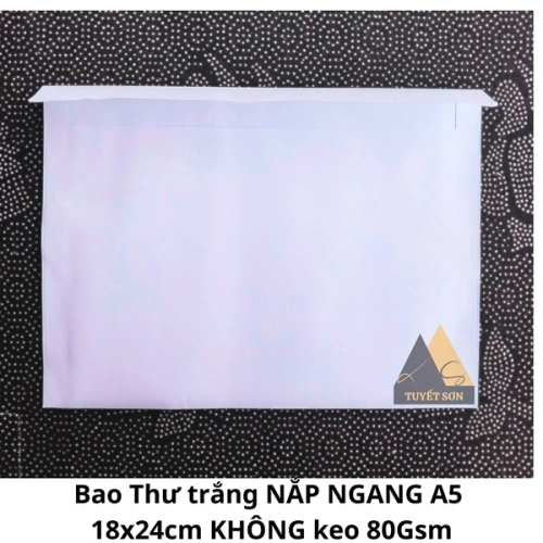 display Bao Thư trắng NẮP NGANG A5 18x24cm KO keo 80Gsm 2