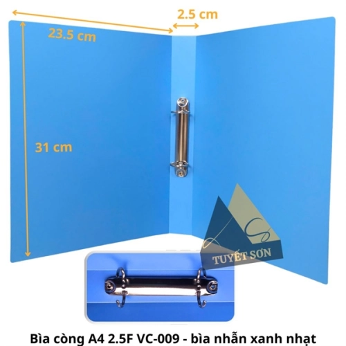 Bìa còng A4 2.5F VC-009 - bìa nhẫn xanh nhạt