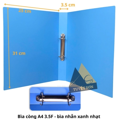 Bìa còng A4 3.5F - bìa nhẫn xanh nhạt