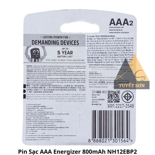 display Pin Sạc AAA Energizer 800mAh NH12 EBP2 2